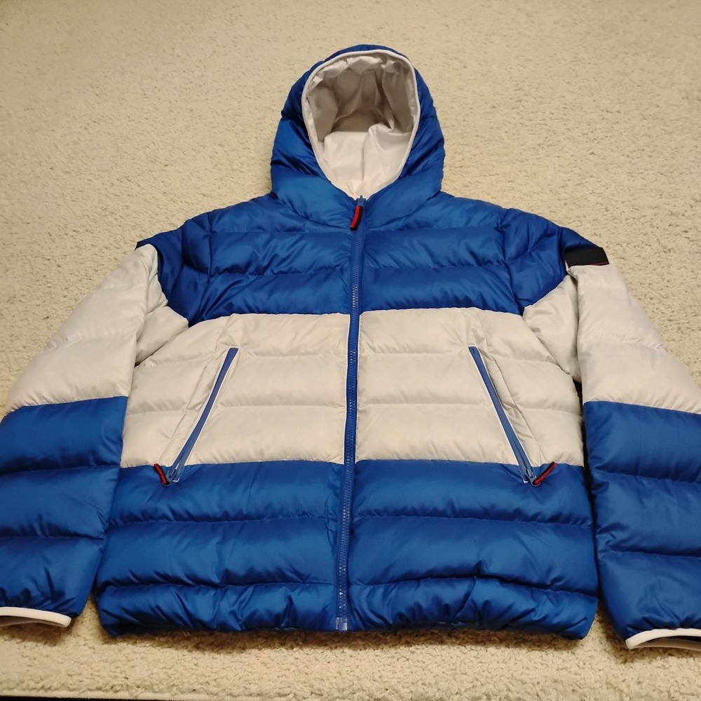 Helly Hansen Jacket Mens XL Blue White Color Block RWB Down Puffer Ski Designer